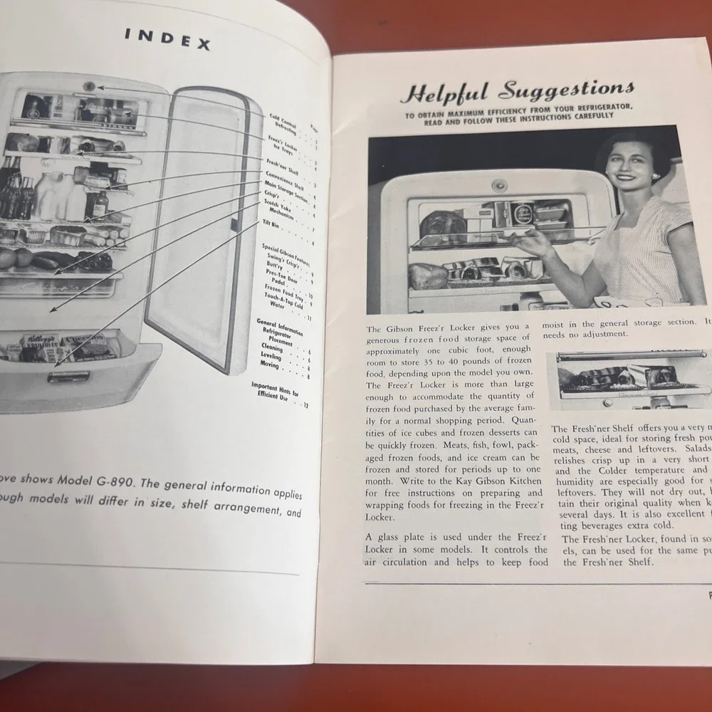 Vtg Gibson Electric Refrigerator Instructions and Recipes Plaid Booklet G-890